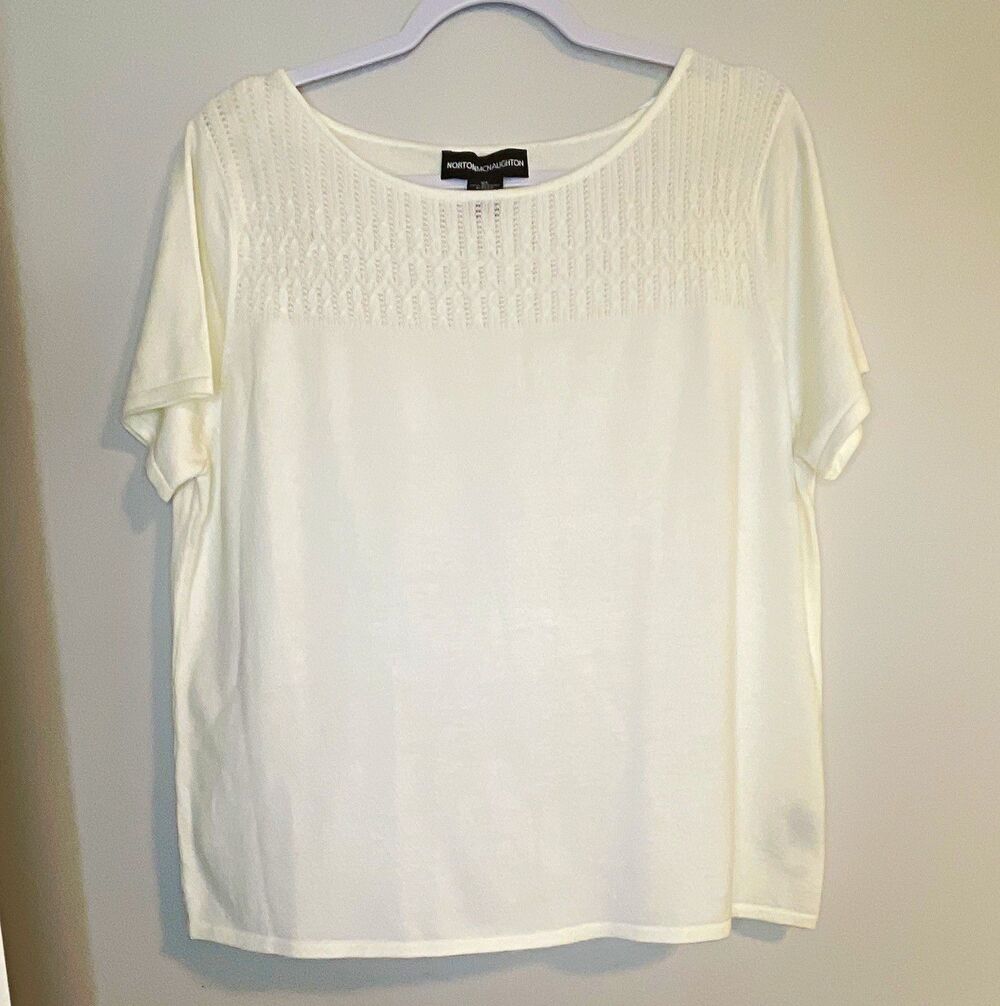 Vintage Norton McNaughton XL Women's Cream Knit Lightweight Pullover Sweater